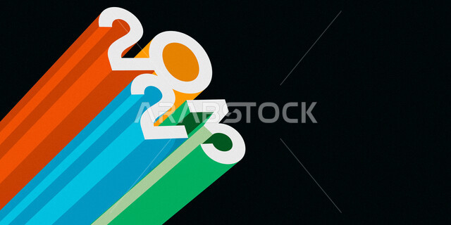 خلفية تصميم سنة 2023، عام جديد، سنة سعيدة، ترقب وانتظار، قالب تصميم غلاف، رأس السنة الجديدة، رأس السنة 2023، أعياد ومناسبات سعيدة، تصميم ثلاثي الابعاد بخلفية سوداء معزولة، تصاميم ابداعية