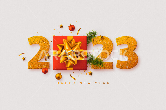 Creative Designs New Year 2023, New Year, Happy New Year, Anticipation, Cover Design Template, New Year, New Year 2023, Happy Holidays and Events, Gray Background