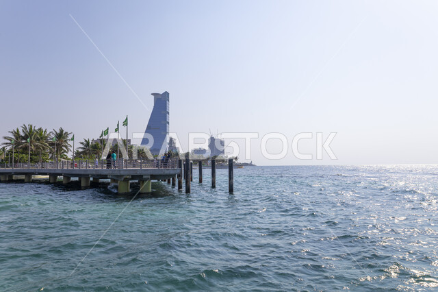 الواجهة البحرية لكورنيش جدة بالمملكة العربية السعودية، شاطيء البحر، مناظر طبيعية خلابة، كورنيش جدة، واجهة جدة البحرية، معالم جدة، السياحة في جدة