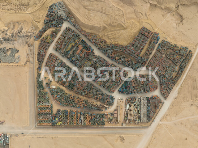 صورة جوية لبكرات كابلات ، معدات وأدوات تمديد ، معمل الكابلات ، مستودعات ، صناعات سعودية ، مصانع ، مشاريع وصناعات