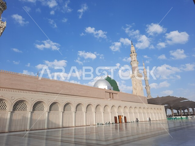 المسجد النبوي الشريف في المدينة المنورة بالمملكة العربية السعودية، الحرم النبوي الشريف، أماكن إسلامية مقدسة، إسلاميات وعبادة، المعالم الدينية الإسلامية، المجمع الخارجي للمسجد النبوي في المدينة المنورة