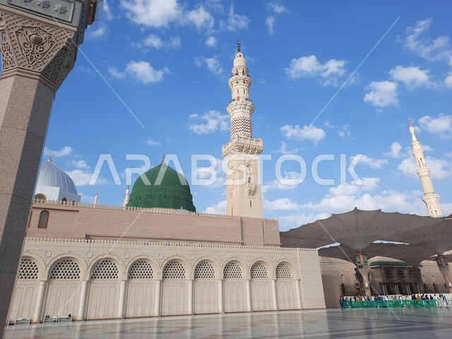 المسجد النبوي الشريف في المدينة المنورة بالمملكة العربية السعودية، الحرم النبوي الشريف، أماكن إسلامية مقدسة، إسلاميات وعبادة، المعالم الدينية الإسلامية، المجمع الخارجي للمسجد النبوي في المدينة المنورة