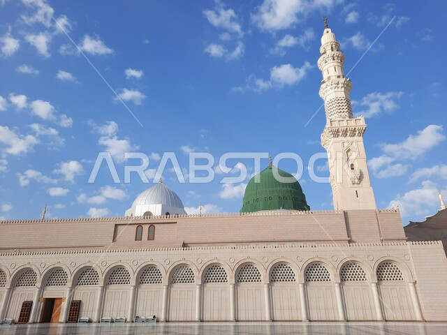 المسجد النبوي الشريف في المدينة المنورة بالمملكة العربية السعودية، الحرم النبوي الشريف، أماكن إسلامية مقدسة، إسلاميات وعبادة، المعالم الدينية الإسلامية، المجمع الخارجي للمسجد النبوي في المدينة المنورة