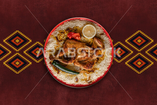 أرز بخاري مع الدجاج المندي ، مأكولات شعبية سعودية ، مطعم سعودي ، أطباق خليجية ، مطبخ سعودي
