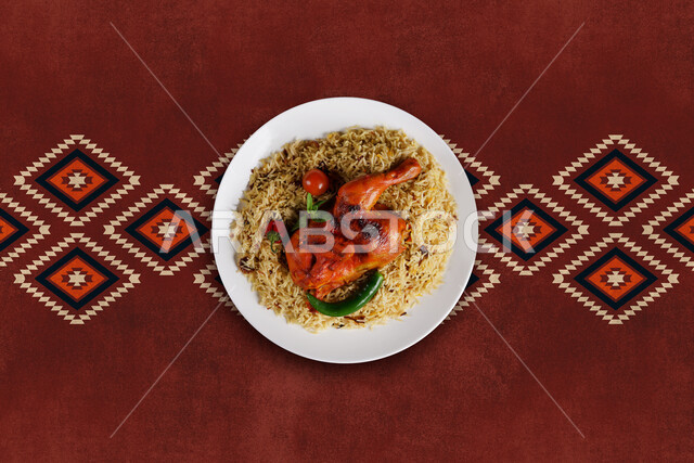 أرز الكبسة مع الدجاج ، مأكولات شعبية سعودية ، مطعم سعودي ، أطباق خليجية ، مطبخ سعودي