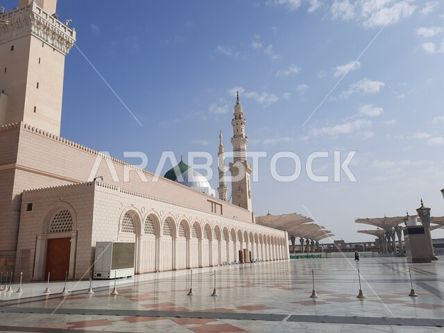 Beautiful day time view of Prophet's Mosque, Madinah.