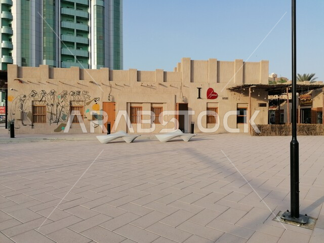 Ajman Museum in the Emirate of Ajman in the United Arab Emirates, the authentic Arab heritage and architecture in the past, the former ruling family palace in Ajman, ancient historical tourist attractions, ancient mud buildings of the Emirati heritage, hi