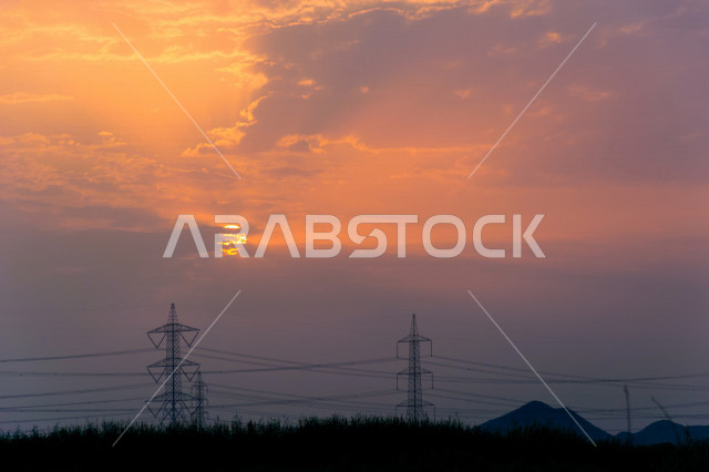 محطة الكهرباء في جدة بوضع الغروب ، طاقة كهربائية