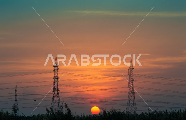 محطة الكهرباء في جدة بوضع الغروب ، طاقة كهربائية