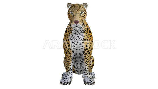 حيوان النمر معزول على خلفية بيضاء ، حيوان الجاكوار ، حيوان بري مفترس  