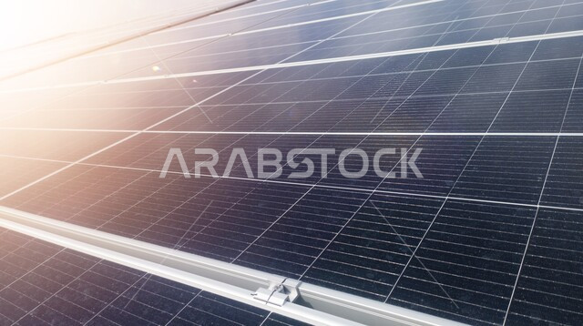Photovoltaic solar panels, solar energy, the concept of renewable energy production.