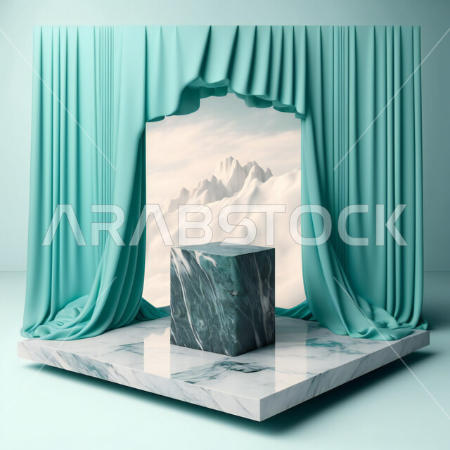 خلفية مجرده لمنصة عرض المنتجات ثلاثية الأبعاد, قاعدة عرض رخاميه, موك اب ثلاثي الابعاد, مجسم لمسرح عرض المنتجات الإعلانيه