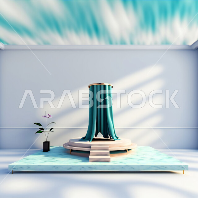 Abstract background for the 3D product display stand, marble display base, 3D mockup, advertising products stage model