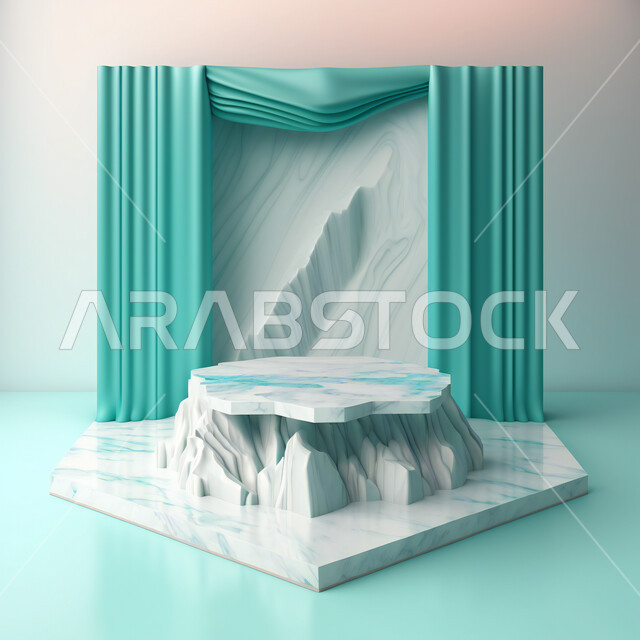 خلفية مجرده لمنصة عرض المنتجات ثلاثية الأبعاد, قاعدة عرض رخاميه, موك اب ثلاثي الابعاد, مجسم لمسرح عرض المنتجات الإعلانيه