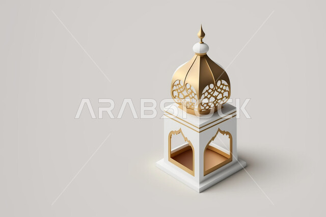 مجسم ثلاثي الأبعاد لفانوس رمضان, زينة وديكورات شهر رمضان المبارك, تحف ثلاثية الأبعاد, فانوس مزخرف
