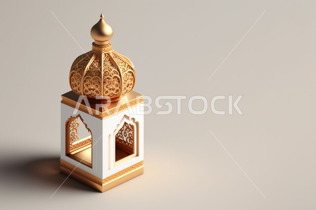 مجسم ثلاثي الأبعاد لفانوس رمضان, زينة وديكورات شهر رمضان المبارك, تحف ثلاثية الأبعاد, فانوس مزخرف