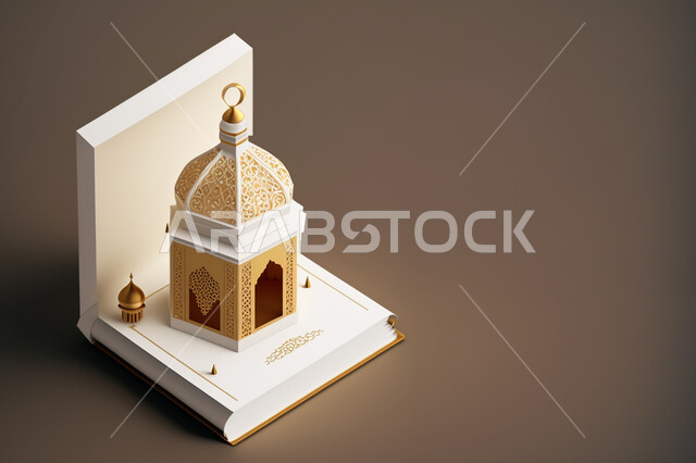 مجسم ثلاثي الأبعاد لفانوس رمضان, زينة وديكورات شهر رمضان المبارك, تحف ثلاثية الأبعاد, فانوس مزخرف