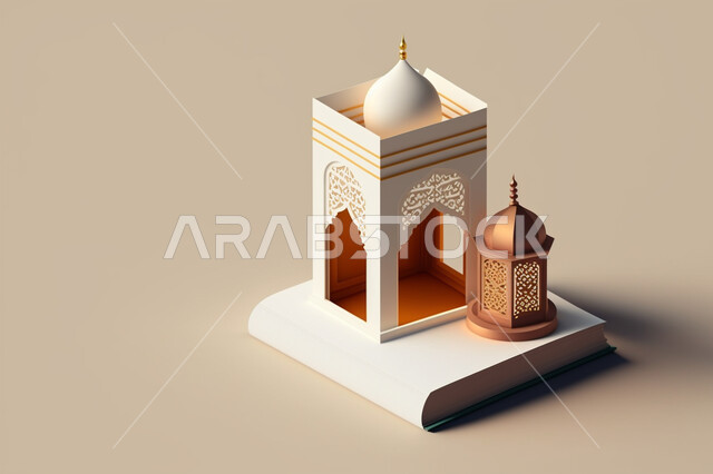 مجسم ثلاثي الأبعاد لفانوس رمضان, زينة وديكورات شهر رمضان المبارك, تحف ثلاثية الأبعاد, فانوس مزخرف