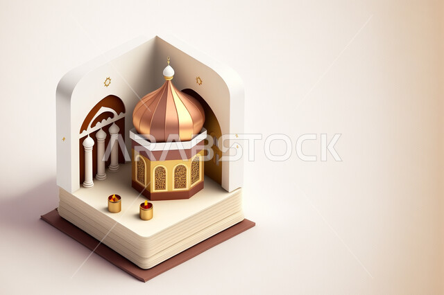مجسم ثلاثي الأبعاد لفانوس رمضان, زينة وديكورات شهر رمضان المبارك, تحف ثلاثية الأبعاد, فانوس مزخرف