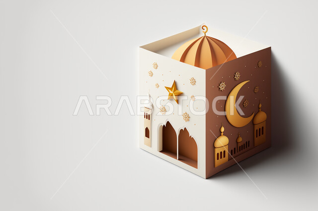 مجسم ثلاثي الأبعاد لفانوس رمضان, زينة وديكورات شهر رمضان المبارك, تحف ثلاثية الأبعاد, فانوس مزخرف