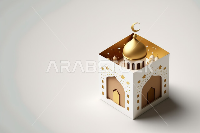 مجسم ثلاثي الأبعاد لفانوس رمضان, زينة وديكورات شهر رمضان المبارك, تحف ثلاثية الأبعاد, فانوس مزخرف
