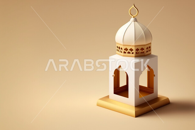 مجسم ثلاثي الأبعاد لفانوس رمضان, زينة وديكورات شهر رمضان المبارك, تحف ثلاثية الأبعاد, فانوس مزخرف