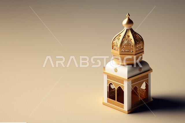 مجسم ثلاثي الأبعاد لفانوس رمضان, زينة وديكورات شهر رمضان المبارك, تحف ثلاثية الأبعاد, فانوس مزخرف