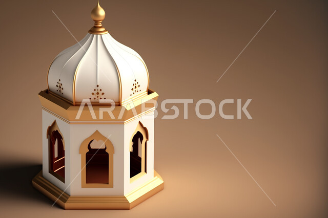 مجسم ثلاثي الأبعاد لفانوس رمضان, زينة وديكورات شهر رمضان المبارك, تحف ثلاثية الأبعاد, فانوس مزخرف