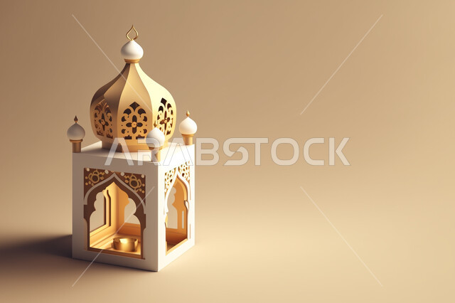 مجسم ثلاثي الأبعاد لفانوس رمضان, زينة وديكورات شهر رمضان المبارك, تحف ثلاثية الأبعاد, فانوس مزخرف