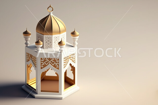 مجسم ثلاثي الأبعاد لفانوس رمضان, زينة وديكورات شهر رمضان المبارك, تحف ثلاثية الأبعاد, فانوس مزخرف