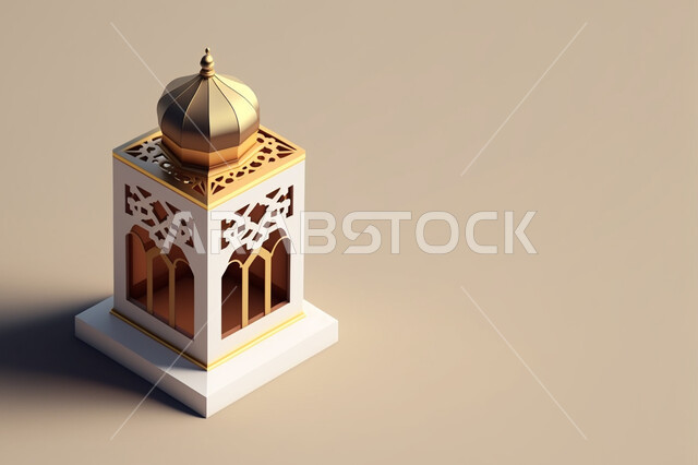 مجسم ثلاثي الأبعاد لفانوس رمضان, زينة وديكورات شهر رمضان المبارك, تحف ثلاثية الأبعاد, فانوس مزخرف