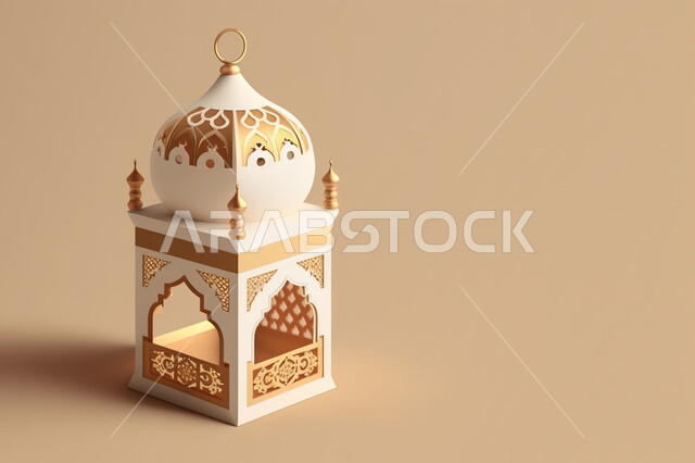 مجسم ثلاثي الأبعاد لفانوس رمضان, زينة وديكورات شهر رمضان المبارك, تحف ثلاثية الأبعاد, فانوس مزخرف