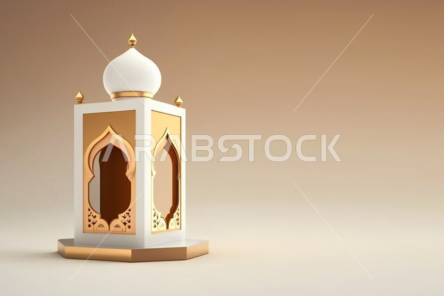 مجسم ثلاثي الأبعاد لفانوس رمضان, زينة وديكورات شهر رمضان المبارك, تحف ثلاثية الأبعاد, فانوس مزخرف