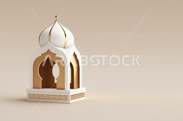 مجسم ثلاثي الأبعاد لفانوس رمضان, زينة وديكورات شهر رمضان المبارك, تحف ثلاثية الأبعاد, فانوس مزخرف