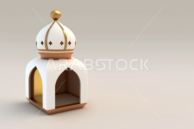 مجسم ثلاثي الأبعاد لفانوس رمضان, زينة وديكورات شهر رمضان المبارك, تحف ثلاثية الأبعاد, فانوس مزخرف