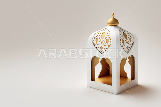 مجسم ثلاثي الأبعاد لفانوس رمضان, زينة وديكورات شهر رمضان المبارك, تحف ثلاثية الأبعاد, فانوس مزخرف