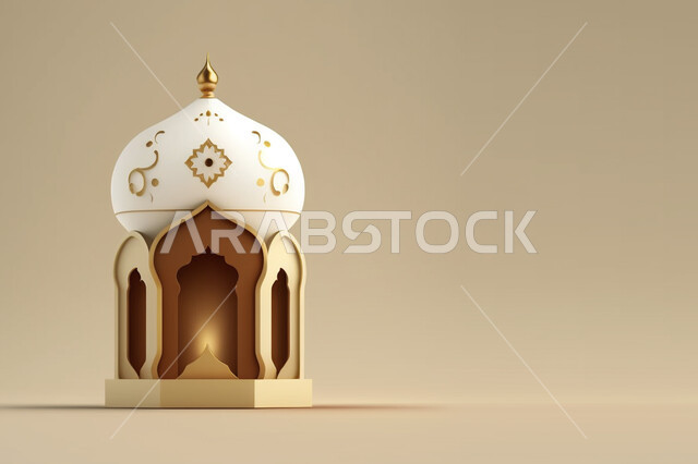 مجسم ثلاثي الأبعاد لفانوس رمضان, زينة وديكورات شهر رمضان المبارك, تحف ثلاثية الأبعاد, فانوس مزخرف