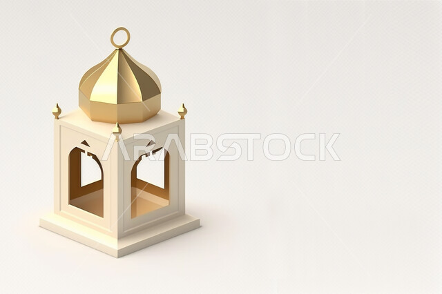 مجسم ثلاثي الأبعاد لفانوس رمضان, زينة وديكورات شهر رمضان المبارك, تحف ثلاثية الأبعاد, فانوس مزخرف