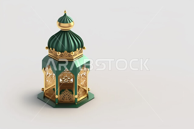مجسم ثلاثي الأبعاد لفانوس رمضان, زينة وديكورات شهر رمضان المبارك, تحف ثلاثية الأبعاد, فانوس مزخرف