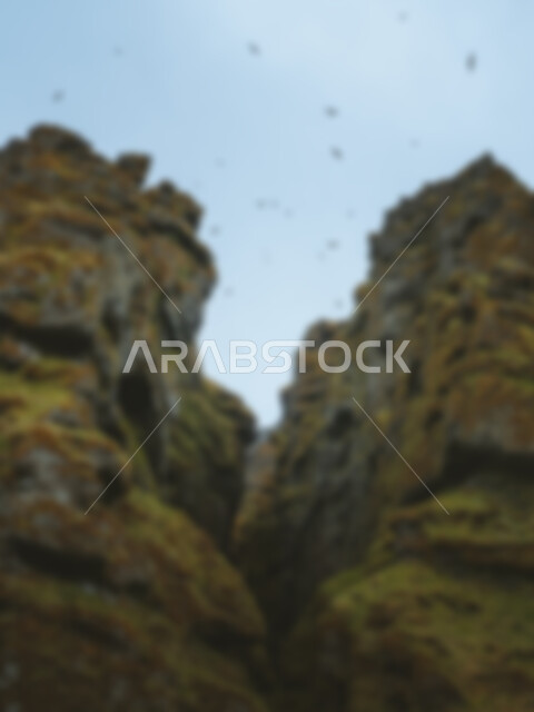 خلفية ضبابية مجردة لمفهوم الطبيعة ، خلفية مطموسه مجردة للطبيعة ، المرتفعات الجبلية