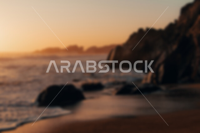 خلفية ضبابية مجردة لمفهوم الطبيعة ، خلفية مطموسه مجردة للطبيعة ، الطبيعة البحرية ، شاطئ البحر