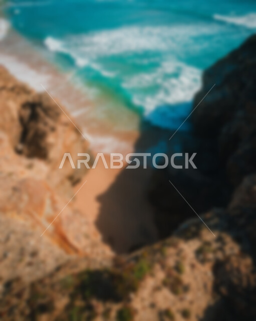 خلفية ضبابية مجردة لمفهوم الطبيعة ، خلفية مطموسه مجردة للطبيعة ، الطبيعة البحرية ، شاطئ البحر