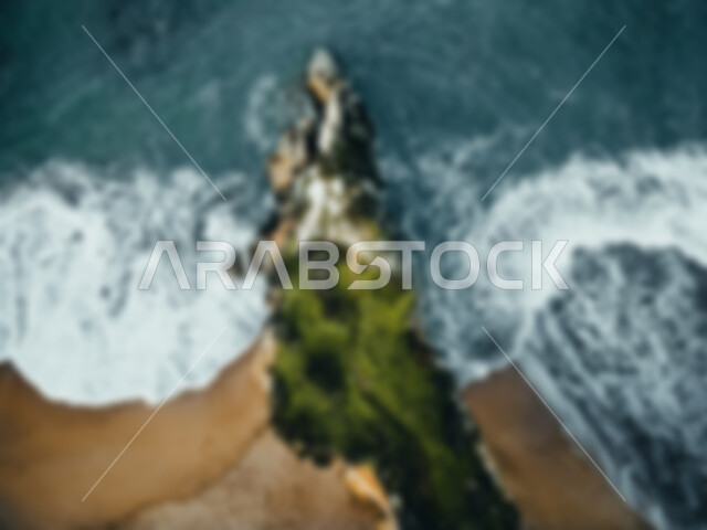 خلفية ضبابية مجردة لمفهوم الطبيعة ، خلفية مطموسه مجردة للطبيعة ، الطبيعة البحرية ، شاطئ البحر