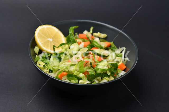 Vegetable salad plate on blacktop, healthy plate, cold appetizer, healthy food diet