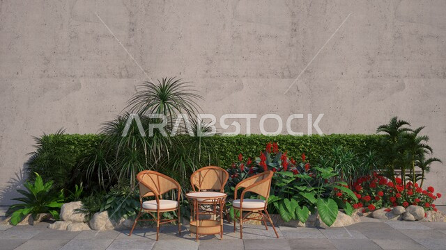 أشجار خضراء ، أشجار زينة ، أشجار ثلاثية الأبعاد ، ديكورات طبيعية ، أشجار مختلفة مجردة