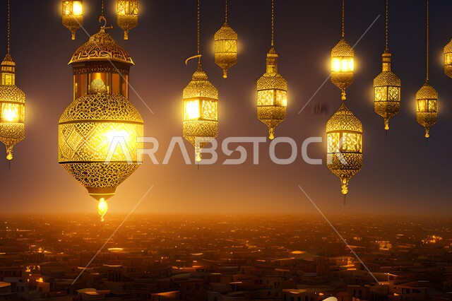 فوانيس رمضان المضيئة، اضاءة وزينة شهر رمضان، شهر رمضان المبارك