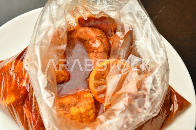Fresh shrimp dish, Arabic kitchens and restaurants, shrimp, seafood