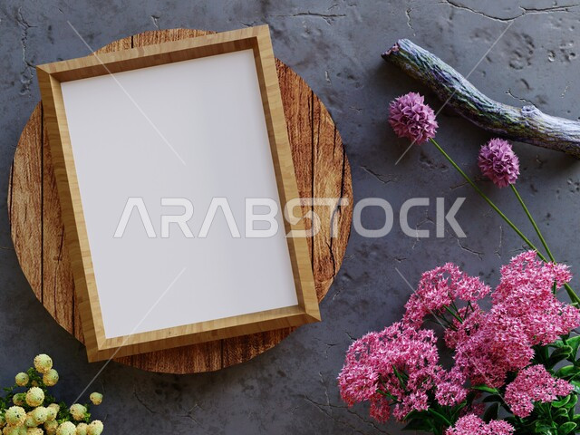 برواز خشبي فارغ، تصميمات وديكورات، ورود الزينة، اطار مستطيل، قالب تصميم، إطارات فارغة، براويز
