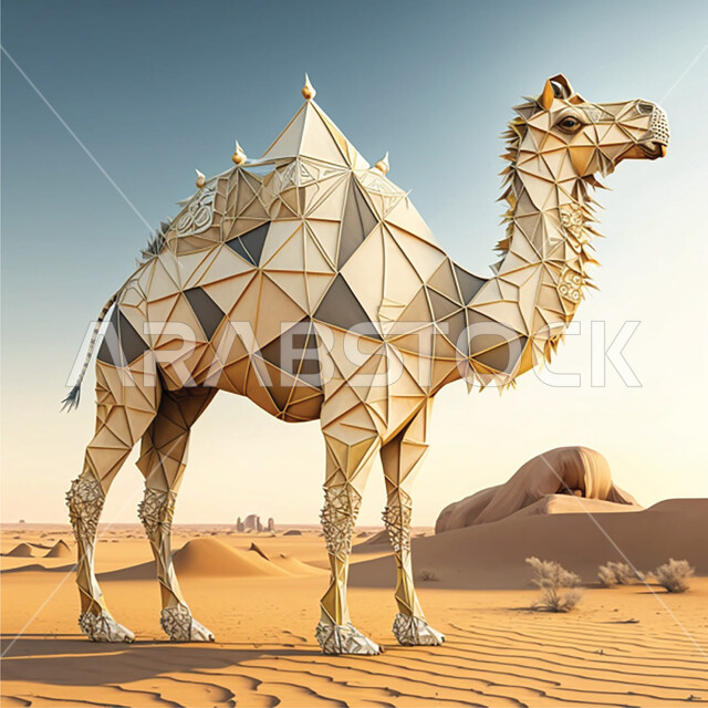 تصوير مقرب لمجسم ثلاثي الأبعاد لحيوان الجمل, حيوان الإبل, سفينة الصحراء, فنون وتشكيل, اوريغامي, فن طي الورق, مجسم ثلاثي الابعاد, الطبيعه الصحراويه