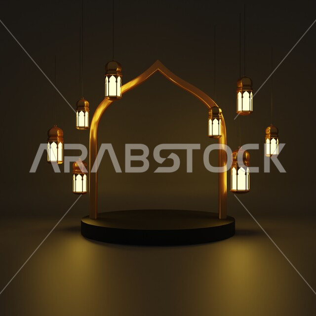 A collection of three-dimensional Ramadan artifacts, Ramadan crescent, Ramadan decorations, occasions and gifts, lighting and decorations, Ramadan decorations and lights, Ramadan background